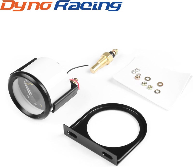 Dyno Racing 2" 52mm Pointer Car Water Temperature Gauge 40-120 Celsius /100-250 Fahrenheit Water Temperature Temp Gauge White Light with 1/8NPT Sensor Car Meter - Image 2
